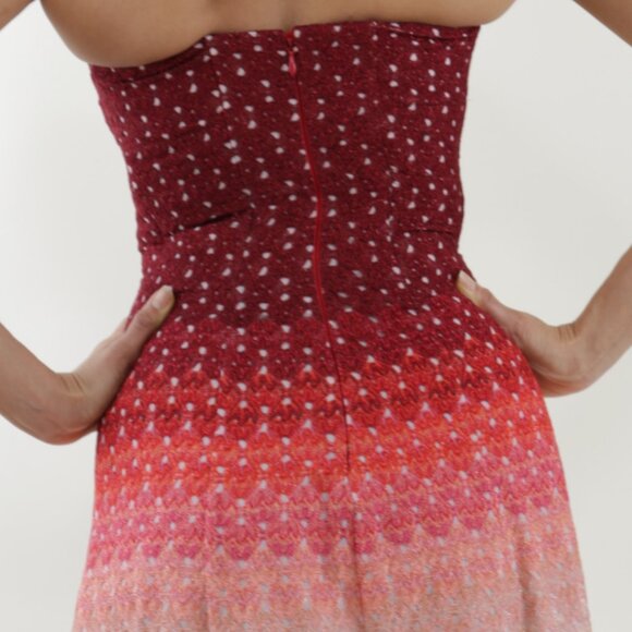 Missoni Red Pink Halterneck Gradient Ombre Red Chevron Lumiere Evening Dress - Picture 9 of 10